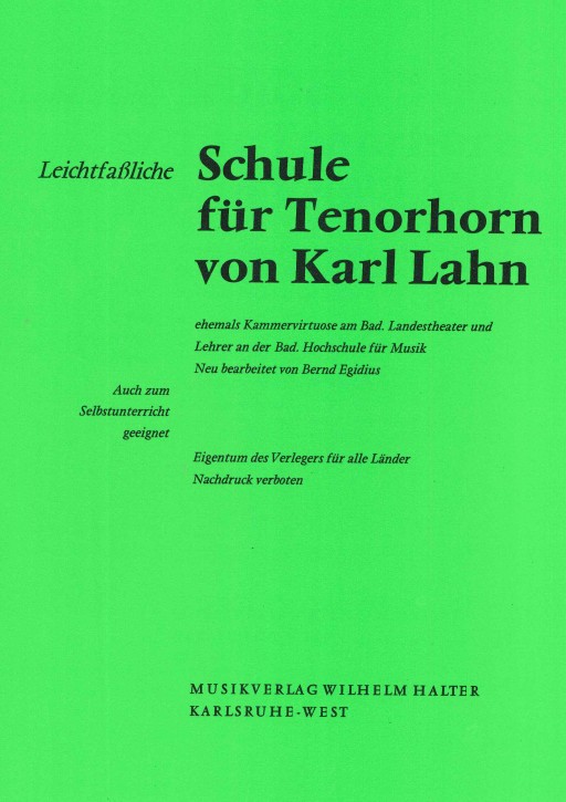 Leichtfaßliche Schule für Tenorhorn von Karl Lahn