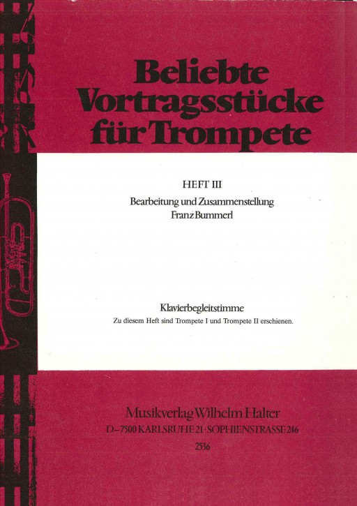 Beliebte Vortragsstücke für Trompete Heft 3 - Klavierstimme
