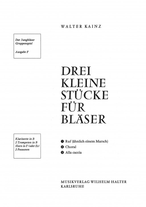 Drei kleine Stücke für Bläser <br /> DER JUNGBLÄSER - Ausgabe F