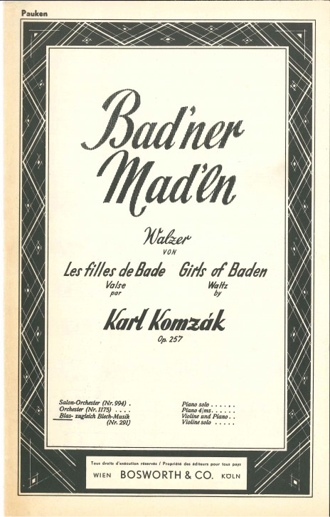 Badner Madln (Bad'ner Mad'ln) - LAGERABVERKAUF