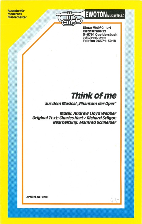 Think of me <br /> (Phantom der Oper) - LAGERABVERKAUF