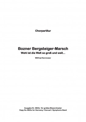 Bozner Bergsteiger Marsch - CHORSATZ für MÄNNERCHOR